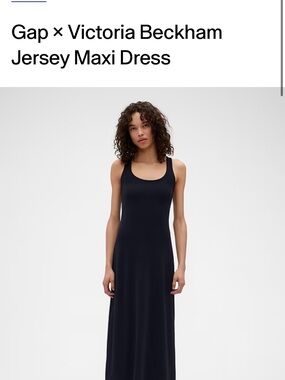 Victoria Beckham Navy Scoop-Neck Jersey Maxi Dress